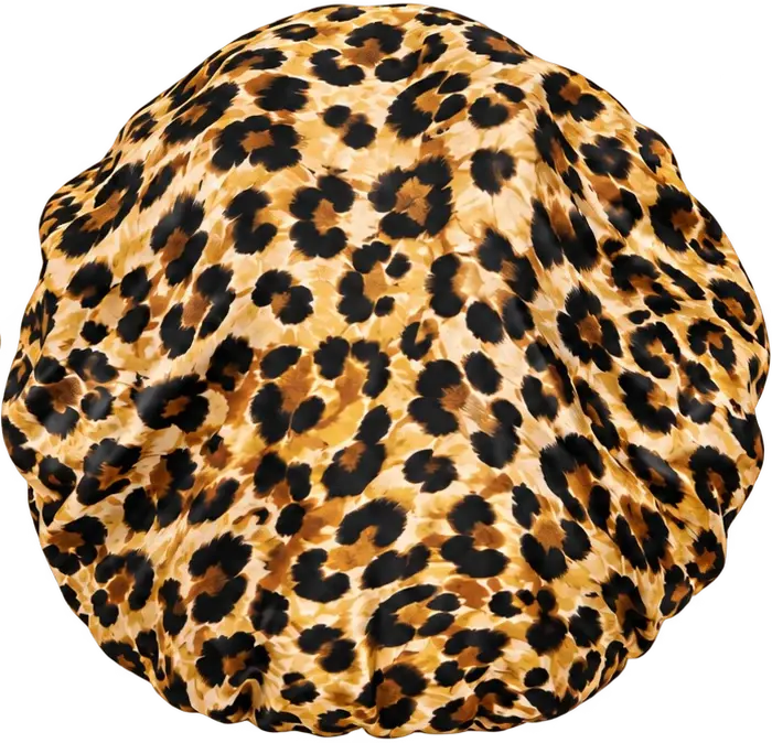 The Satin Bonnet in Leopard, side view